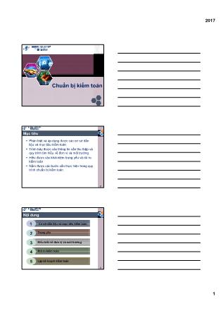 Bài giảng Kế toán 1 - Chuẩn bị kiểm toán