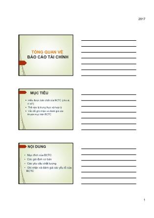 Bài giảng Kế toán 1 - Tổng quan về Báo cáo tài chính