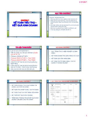 Bài giảng Kế toán tài chính - Chương 7: Kế toán tiêu thụ - kết quả kinh doanh