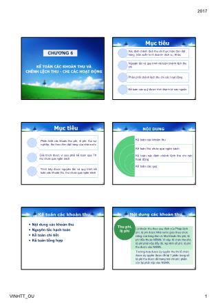 Bài giảng Kế toán thực hành - Chương 6: Kế toán các khoản thu và chênh lệch thu - chi các hoạt động