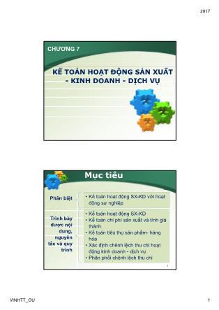 Bài giảng Kế toán thực hành - Chương 7: Kế toán hoạt động sản xuất - kinh doanh - dịch vụ