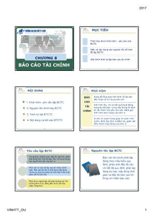 Bài giảng Kế toán thực hành - Chương 8: Báo cáo tài chính