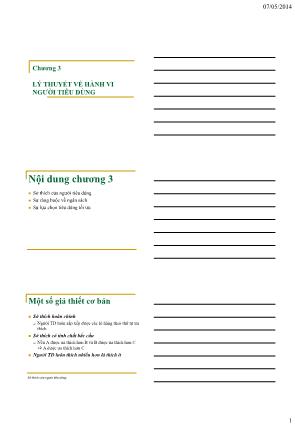 Bài giảng Kinh tế học vi mô 1 - Chương 3: Lý thuyết vầ hành vi người tiêu dùng