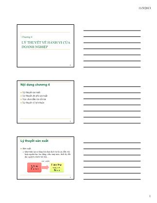 Bài giảng Kinh tế học vi mô 1 - Chương 4: Lý thuyết về hành vi của doanh nghiệp