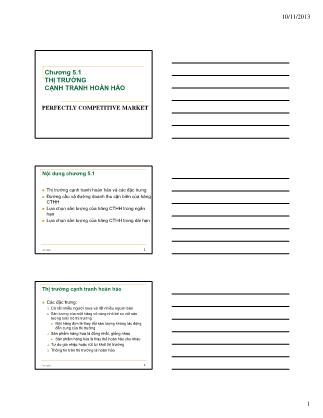 Bài giảng Kinh tế học vi mô 1 - Chương 5.1: Thị trường cạnh tranh hoàn hảo