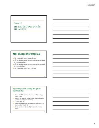 Bài giảng Kinh tế học vi mô 1 - Chương 5.2: Thị trường độc quyền thuần túy