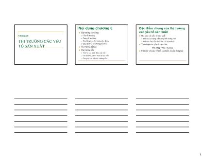 Bài giảng Kinh tế học vi mô 1 - Chương 8: Thị trường các yếu tố sản xuất