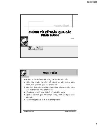 Bài giảng Kỹ năng xử lý chứng từ - Chứng từ kế toán qua các phần hành - Ngô Hoàng Điệp