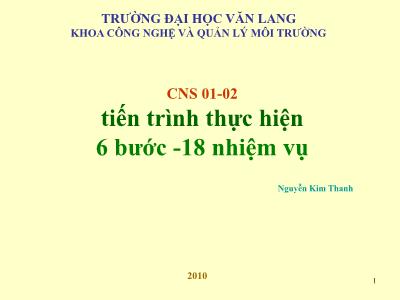 Bài giảng Kỹ thuật giảm thiếu chất thải - Nguyễn Kinh Thanh