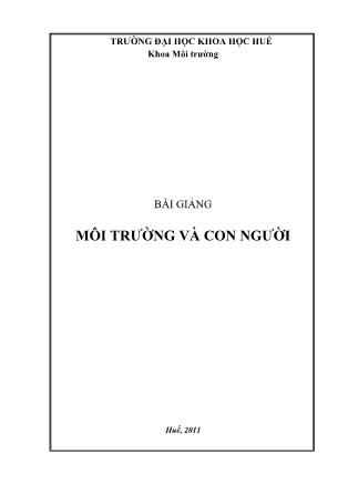 Bài giảng Môi trường và con người (Phần 1)