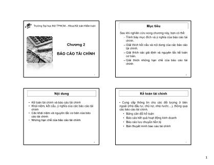 Bài giảng Nguyên lý kế toán - Chương 2: Báo cáo tài chính