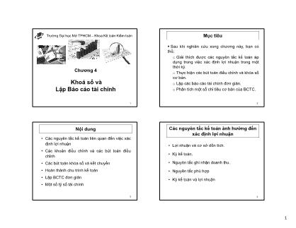 Bài giảng Nguyên lý kế toán - Chương 4: Khóa sổ và lập báo cáo tài chính