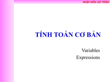 Bài giảng Nhập môn lập trình - Tính toán cơ bản
