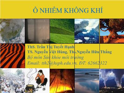 Bài giảng Ô nhiễm không khí - Trần Thị Tuyết Hạnh
