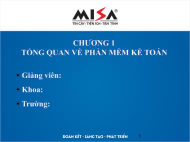 Bài giảng Phần mềm kế toán - Chương 1: Tổng quan về phần mềm kế toán