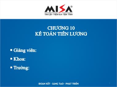 Bài giảng Phần mềm kế toán - Chương 10: Kế toán tiền lương