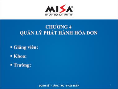 Bài giảng Phần mềm kế toán - Chương 4: Quản lý phát hành hóa đơn