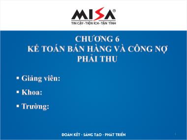 Bài giảng Phần mềm kế toán - Chương 6: Kế toán bán hàng và công nợ phải thu