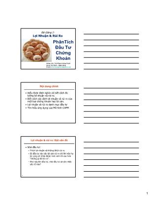 Bài giảng Phân tích đầu tư chứng khoan - Chương 2: Lợi nhuận và rủi ro