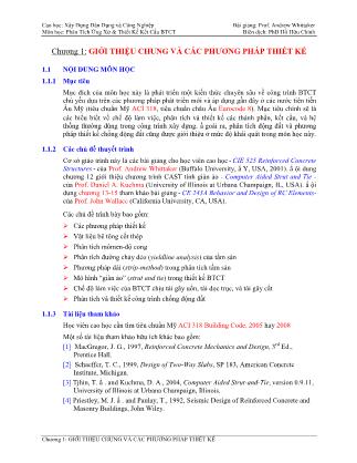 Bài giảng Phân tích ứng xử và thiết kế kết cấu BTCT - Chương 1: Giới thiệu chung và các phương pháp thiết kế