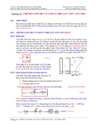 Bài giảng Phân tích ứng xử và thiết kế kết cấu BTCT - Chương 10: Chế độ làm việc của bê chịu lực uốn - lực dọc