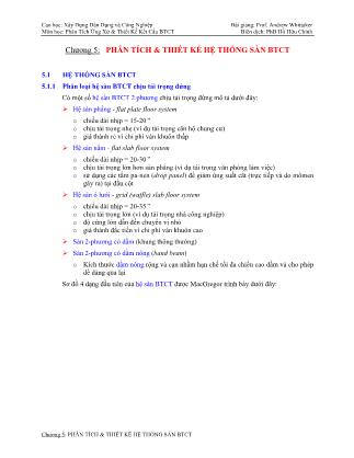 Bài giảng Phân tích ứng xử và thiết kế kết cấu BTCT - Chương 5: Phân tích và thiết kế hệ thống sàn bê tông cốt thép