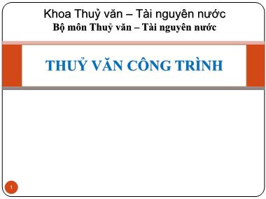 Bài giảng Thuỷ văn công trình