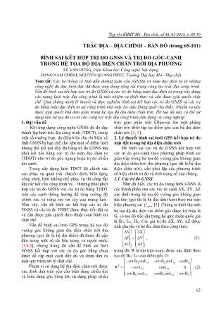 Bình sai kết hợp trị đo GNSS và trị đo góc cạnh trong hệ tọa độ địa diện chân trời địa phương