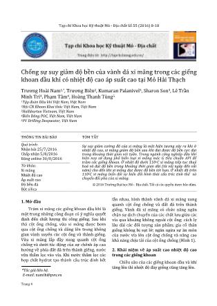 Chống sự suy giảm độ bền của vành đá xi măng trong các giếng khoan dầu khí có nhiệt độ cao áp suất cao tại Mỏ Hải Thạch
