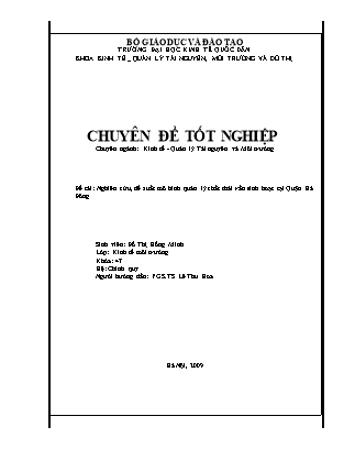 Chuyên đề tốt nghiêp Nghiên cứu, đề xuất mô hình quản lý chất thải rắn tại Quận Hà Đông, thành phố Hà Nội