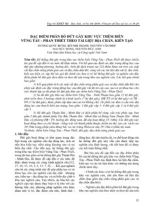 Đặc điểm phân bố đứt gãy khu vực thềm biển Vũng Tàu - Phan Thiết theo tài liệu địa chấn, kiến tạo