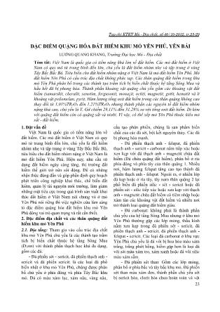 Đặc điểm quặng hóa đất hiếm khu mỏ Yên Phú, Yên Bái