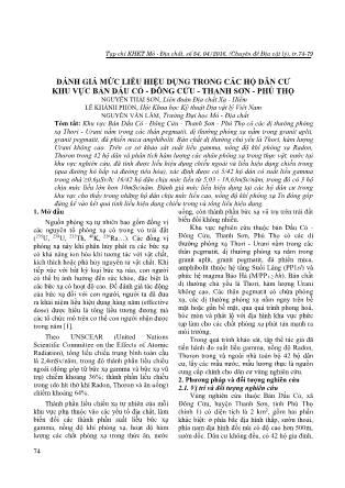 Đánh giá mức liều hiệu dụng trong các hộ dân cư khu vực Bản Dấu Cỏ - Đông Cửu - Thanh Sơn - Phú Thọ