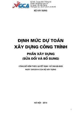 Định mức dự toán xây dựng công trình