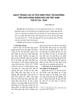 Gạch trong các di tích kiến trúc tín ngưỡng tôn giáo đồng bằng Bắc Bộ Việt Nam thế kỷ XV - XVIII
