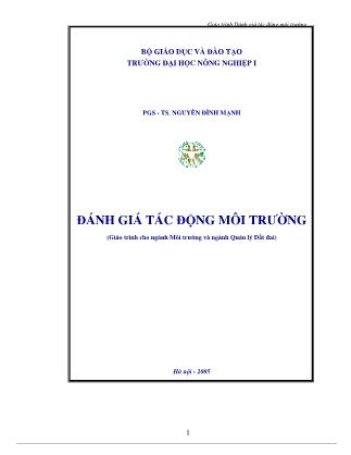 Giáo trình Đánh giá tác động môi trường - Nguyễn Đình Mạnh (Phần 1)