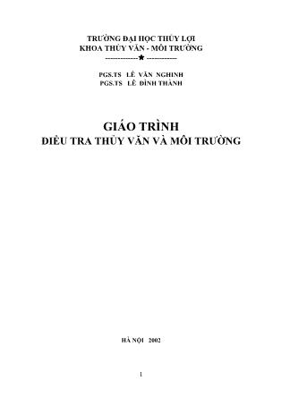 Giáo trình Điều tra thủy văn và môi trường - Lê Văn Nghinh