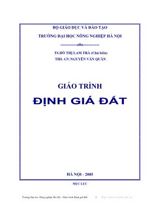 Giáo trình Định giá đất - Hồ Lam Trà (Phần 1)