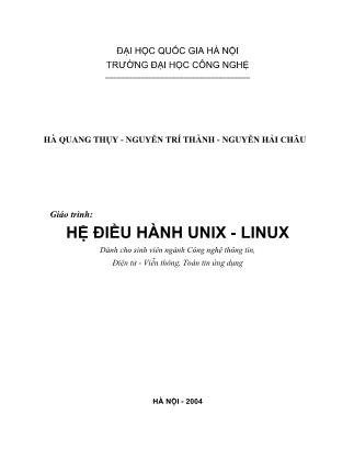 Giáo trình Hệ điều hành Unix - Linux - Hà Quang Thụy