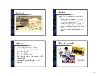 Giáo trình Kế toán quản trị - Giới thiệu về kế toán quản trị