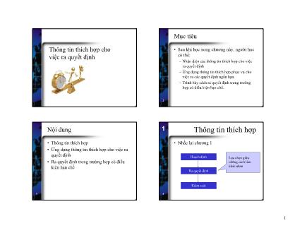 Giáo trình Kế toán quản trị - Thông tin thích hợp cho việc ra quyết định