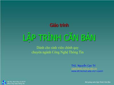 Giáo trình Lập trình căn bản - Nguyễn Cao Trí
