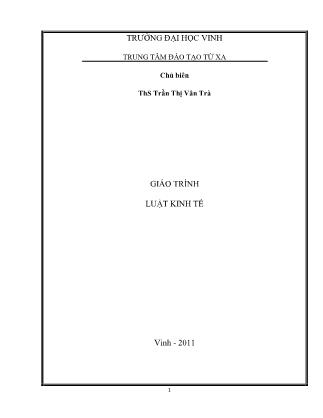 Giáo trình Luật kinh tế - Trần Thị Vân Trà (Phần 1)