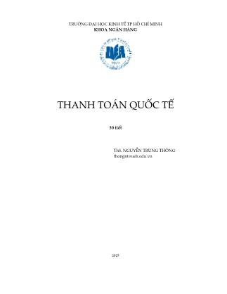 Giáo trình Thanh toán quốc tế - Nguyễn Trung Thông
