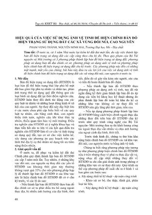 Hiệu quả của việc sử dụng ảnh vệ tinh để hiện chỉnh bản đồ hiện trạng sử dụng đất các xã vùng đồi núi, cao nguyên