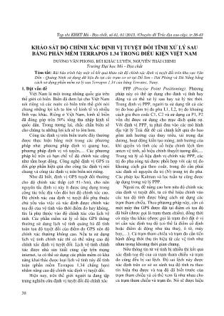 Khảo sát độ chính xác định vị tuyệt đối tĩnh xử lý sau bằng phần mềm Terrapos 1.34 trong điều kiện Việt Nam