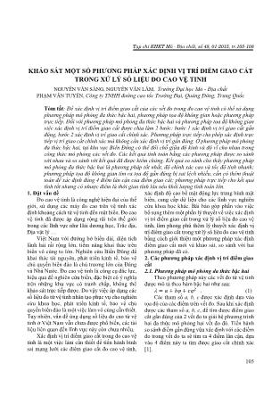 Khảo sát một số phương pháp xác định vị trí điểm giao cắt trong xử lý số liệu đo cao vệ tinh