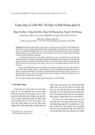 Lòng sông cổ ở Hà Nội: Tái hiện và định hướng quản lý