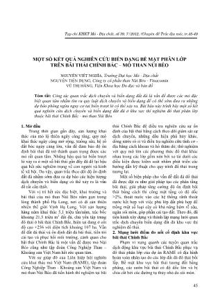 Một số kết quả nghiên cứu biến dạng bề mặt phân lớp trên bãi thải Chính Bắc – mỏ than Núi Béo