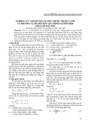 Nghiên cứu ảnh hưởng sự phụ thuộc trị đo cạnh và phương vị GPS đến kết quả bình sai hỗn hợp với lưới mặt đất